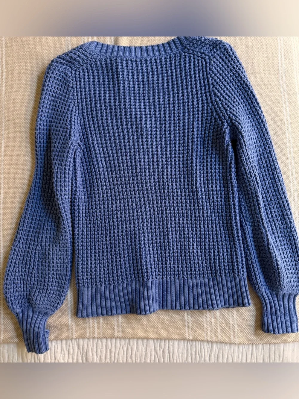 J. Crew Women's Blue V-Neck Waffle Knit Sweater size XS